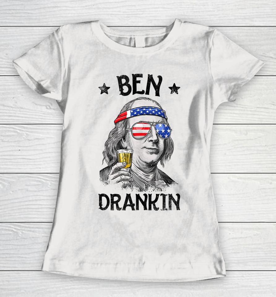 Ben Drankin 4Th Of July Benjamin Franklin Usa Flag Women T-Shirt