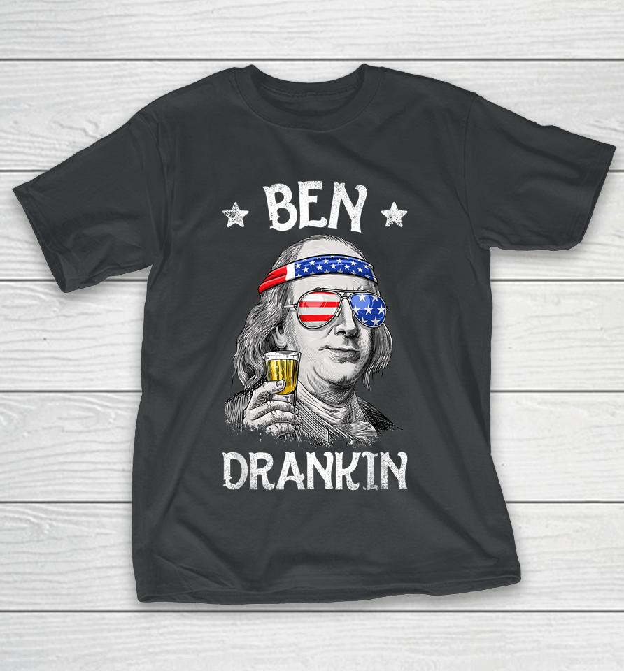 Ben Drankin 4Th Of July Benjamin Franklin Usa Flag T-Shirt