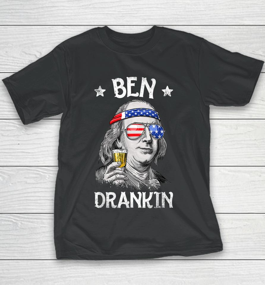 Ben Drankin 4Th Of July Benjamin Franklin Usa Flag Youth T-Shirt