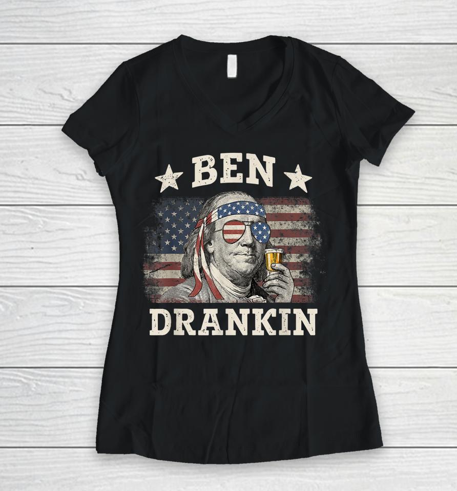 Ben Drankin 4Th Of July Women V-Neck T-Shirt