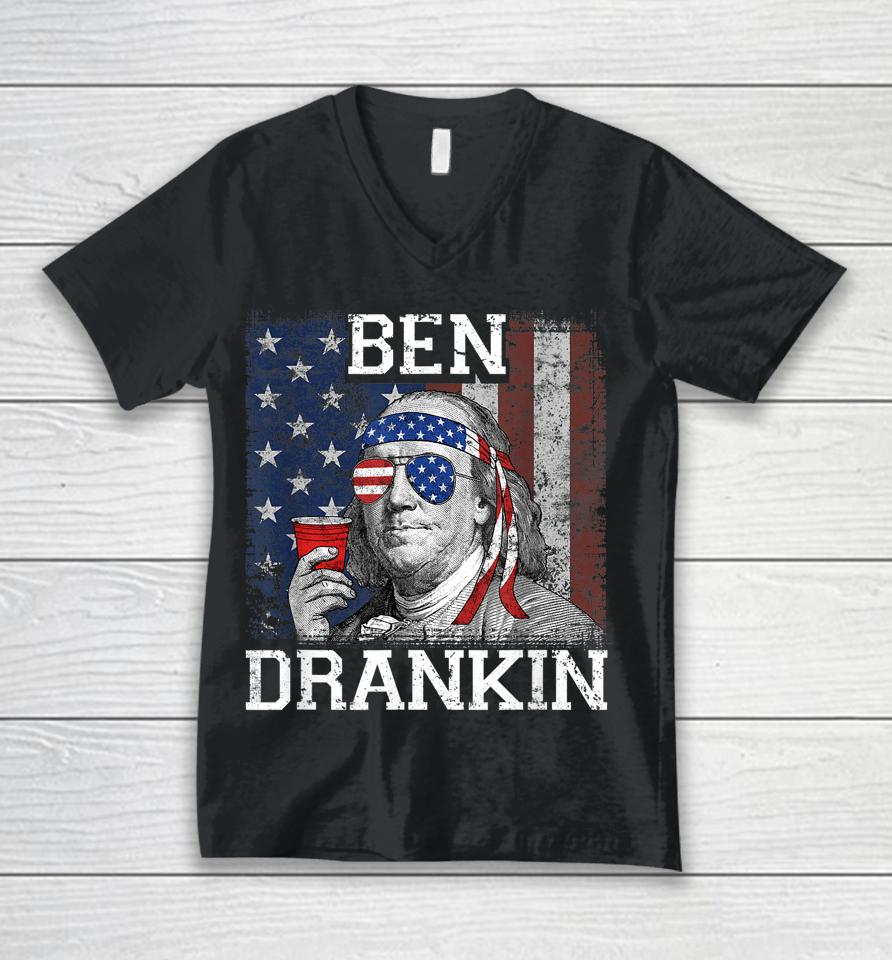 Ben Drankin Beer 4Th Of July Funny Patriotic Usa Unisex V-Neck T-Shirt