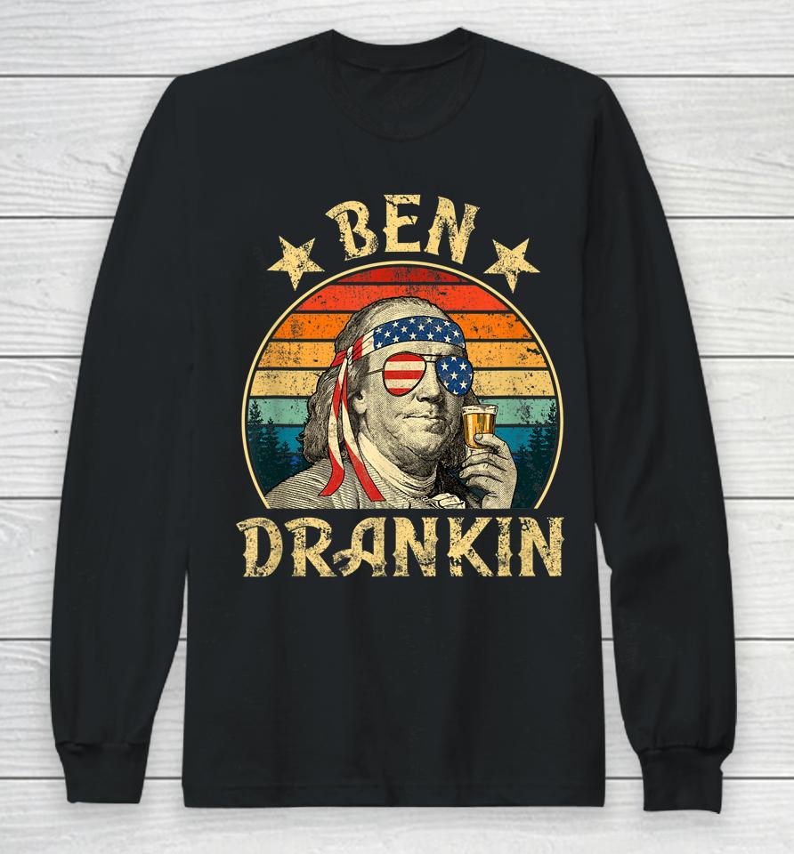 Ben Drankin Funny 4Th Of July Vintage Retro Long Sleeve T-Shirt