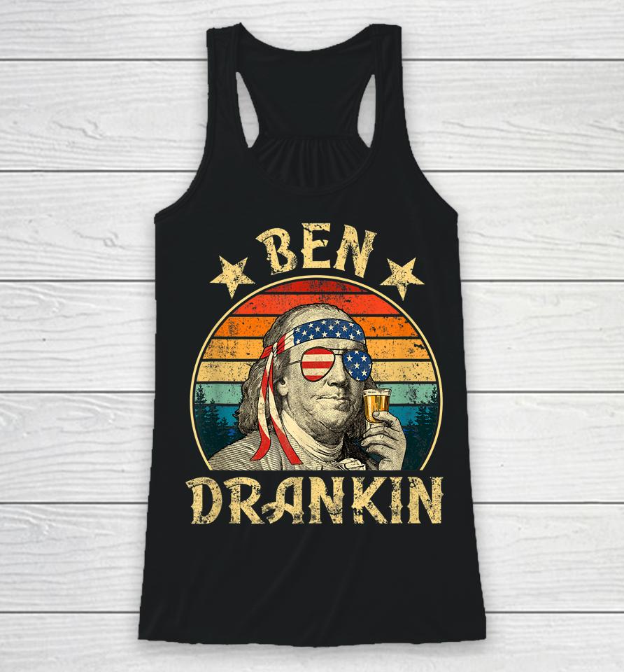 Ben Drankin Funny 4Th Of July Vintage Retro Racerback Tank