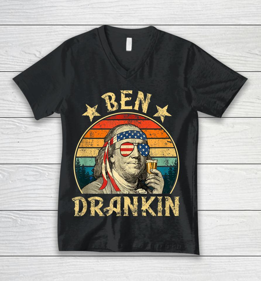 Ben Drankin Funny 4Th Of July Vintage Retro Unisex V-Neck T-Shirt