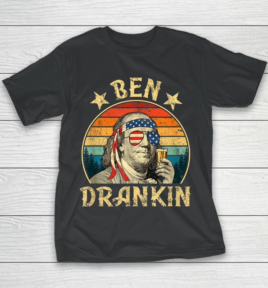 Ben Drankin Funny 4Th Of July Vintage Retro Youth T-Shirt