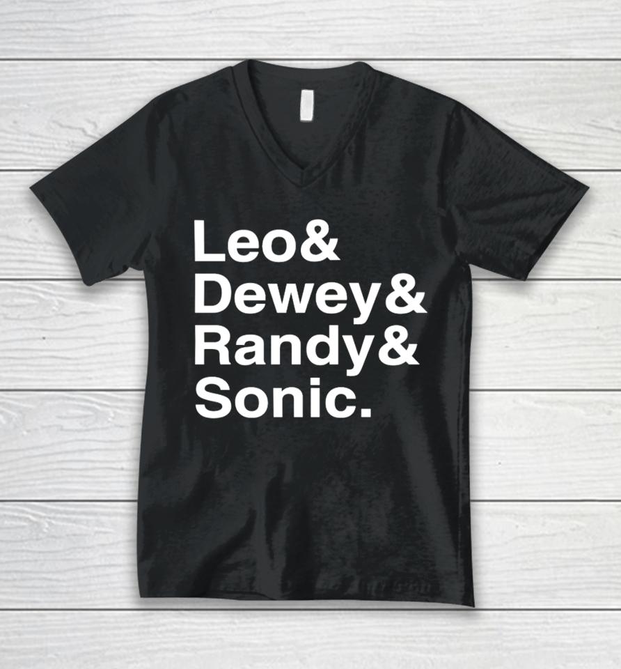 Ben Schwartz Leo &Amp; Dewey &Amp; Randy &Amp; Sonic Unisex V-Neck T-Shirt
