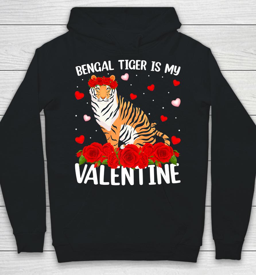Bengal Tiger Is My Valentine Red Rose Flower Hoodie