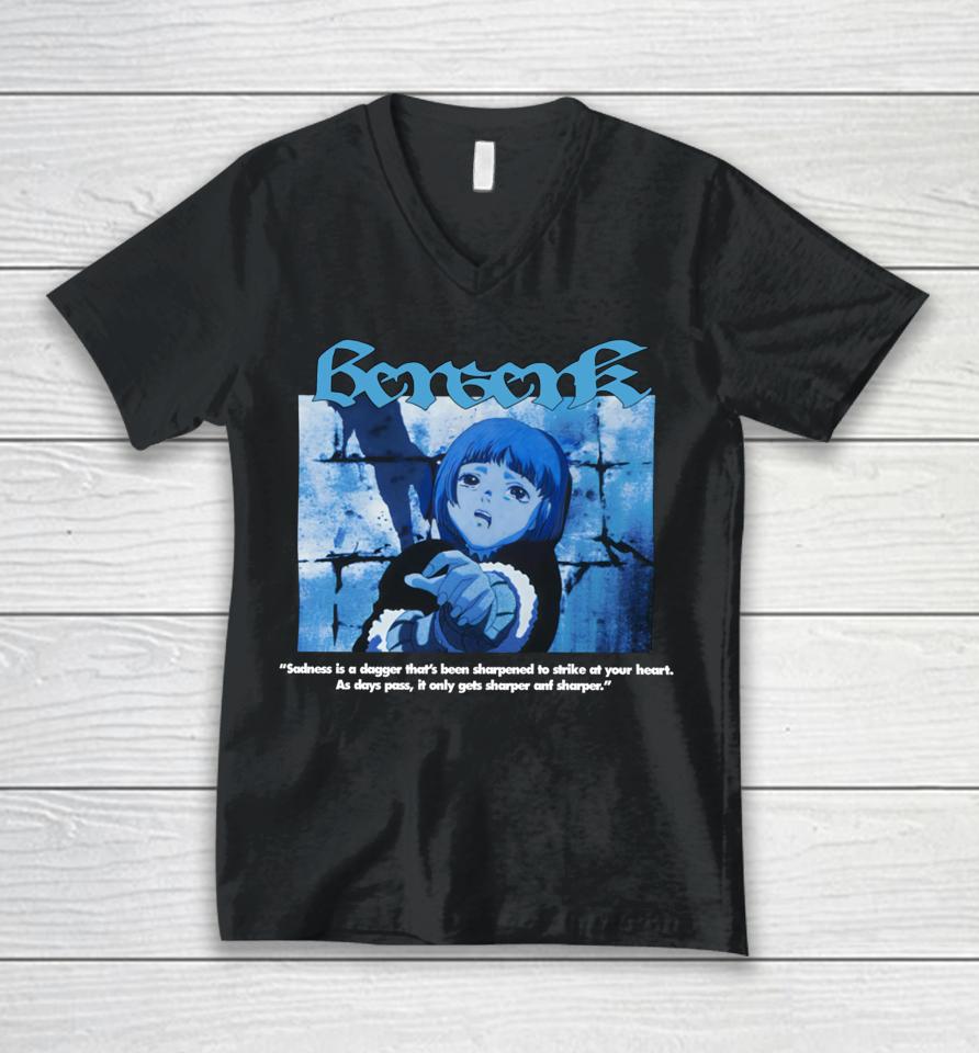 Benwerk Sadness Is A Dagger That's Been Sharpened To Strike At Your Heart Unisex V-Neck T-Shirt