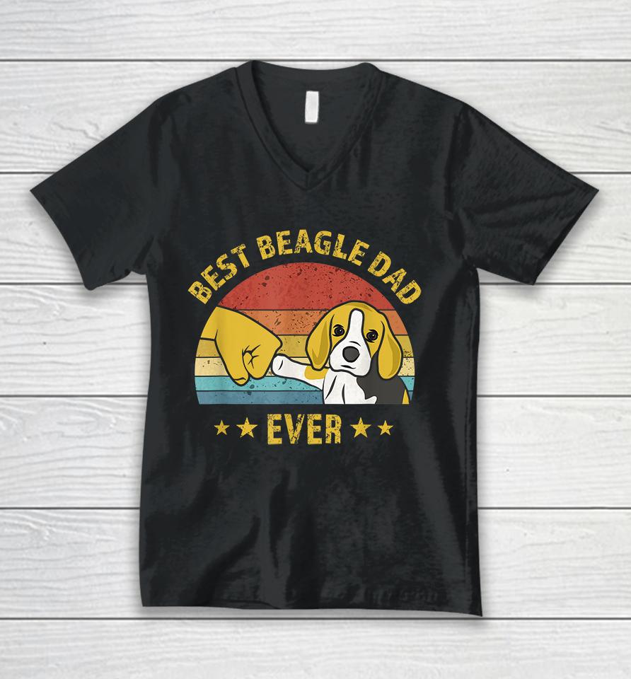 Best Beagle Dad Ever Retro Vintage Unisex V-Neck T-Shirt