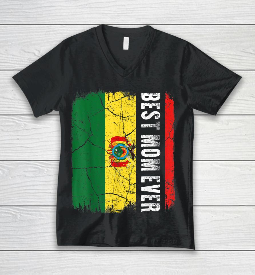 Best Bolivian Mom Ever Bolivia Flag Mother's Day Gift Unisex V-Neck T-Shirt