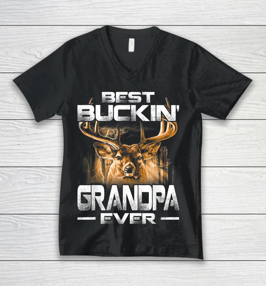Best Buckin' Grandpa Ever Deer Hunting Unisex V-Neck T-Shirt