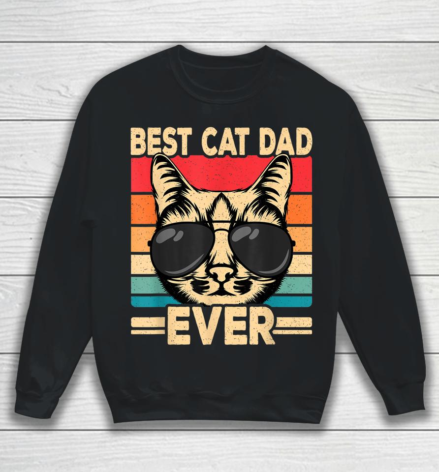 Best Cat Dad Ever Funny Cat Lover Retro Cat Sweatshirt
