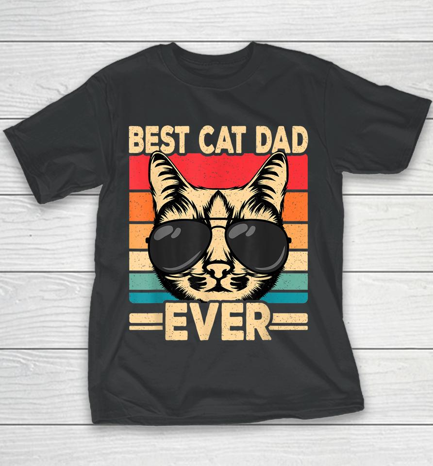 Best Cat Dad Ever Funny Cat Lover Retro Cat Youth T-Shirt