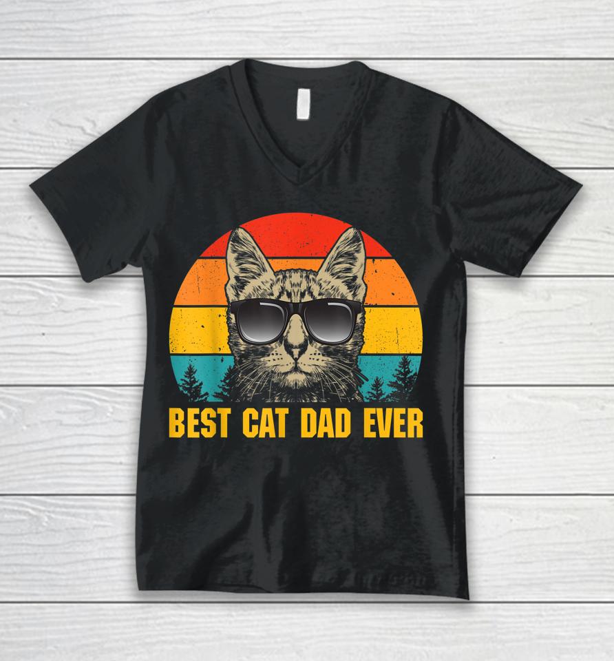 Best Cat Dad Ever Tshirt For Dad On Father's Day Cat Daddy Unisex V-Neck T-Shirt