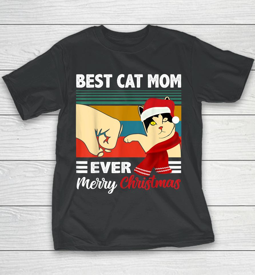 Best Cat Mom Funny Ever Vintage Cats Lover Christmas Youth T-Shirt
