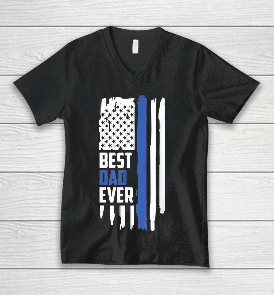 Best Dad Ever American Flag Unisex V-Neck T-Shirt