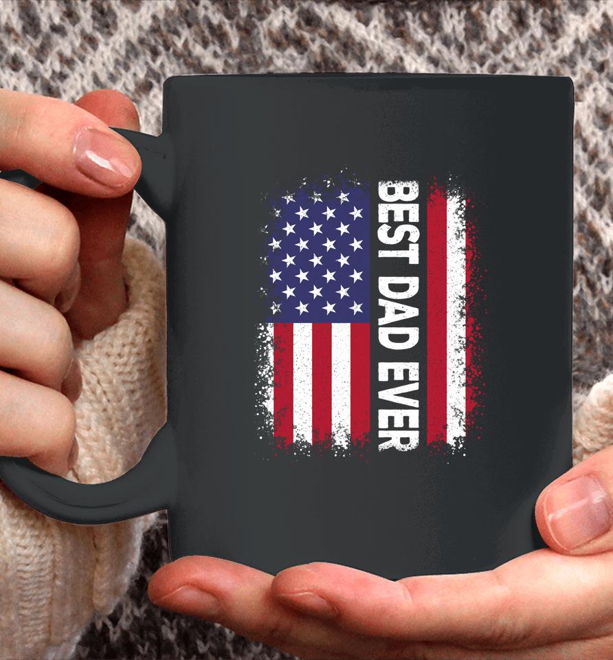 Best Dad Ever Funny Father's Day Us American Flag Vintage Coffee Mug