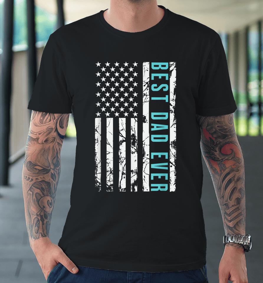 Best Dad Ever Us American Flag Air Fighter Jet Fathers Day Premium T-Shirt