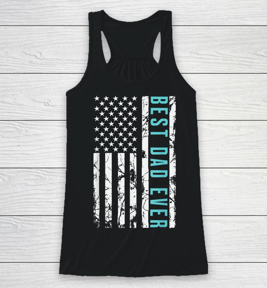 Best Dad Ever Us American Flag Air Fighter Jet Fathers Day Racerback Tank