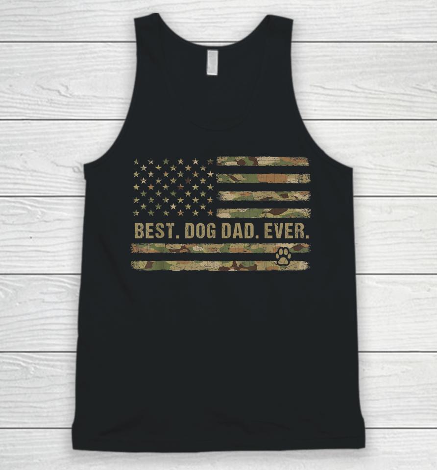 Best Dog Dad Ever American Flag Father's Day Camouflage Unisex Tank Top