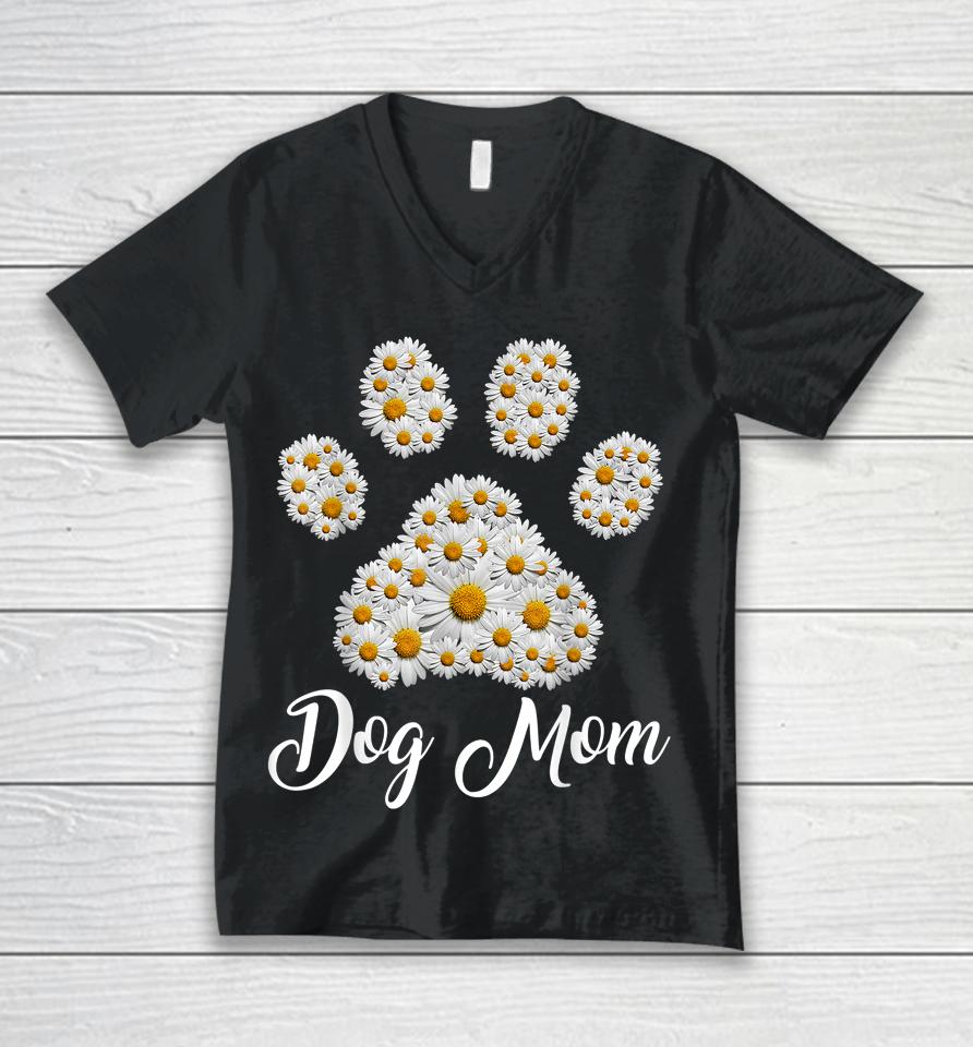 Best Dog Mom Ever Daisy Dog Paw Mother's Day Unisex V-Neck T-Shirt