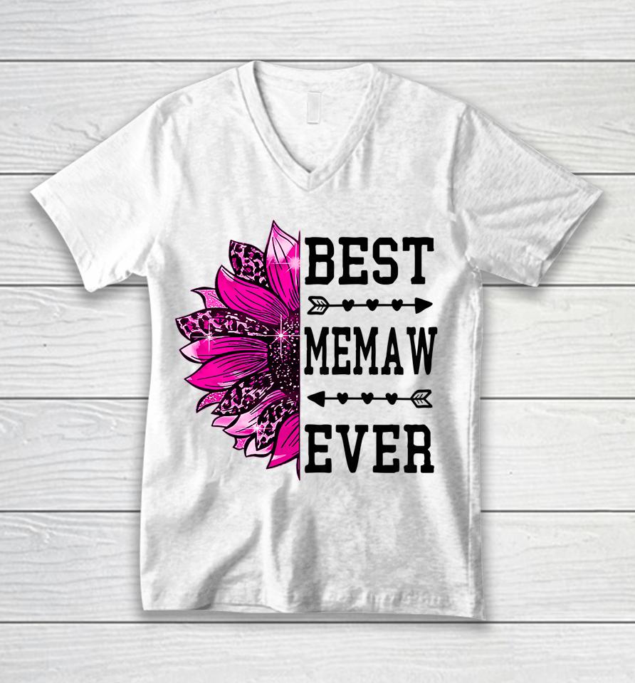 Best Memaw Ever Sunflower Mothers Day Unisex V-Neck T-Shirt