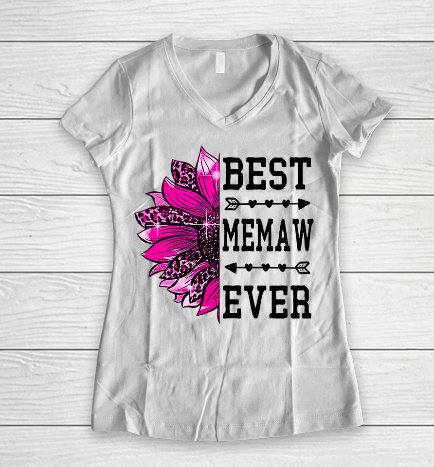 Best Memaw Ever Sunflower Mothers Day Women V-Neck T-Shirt