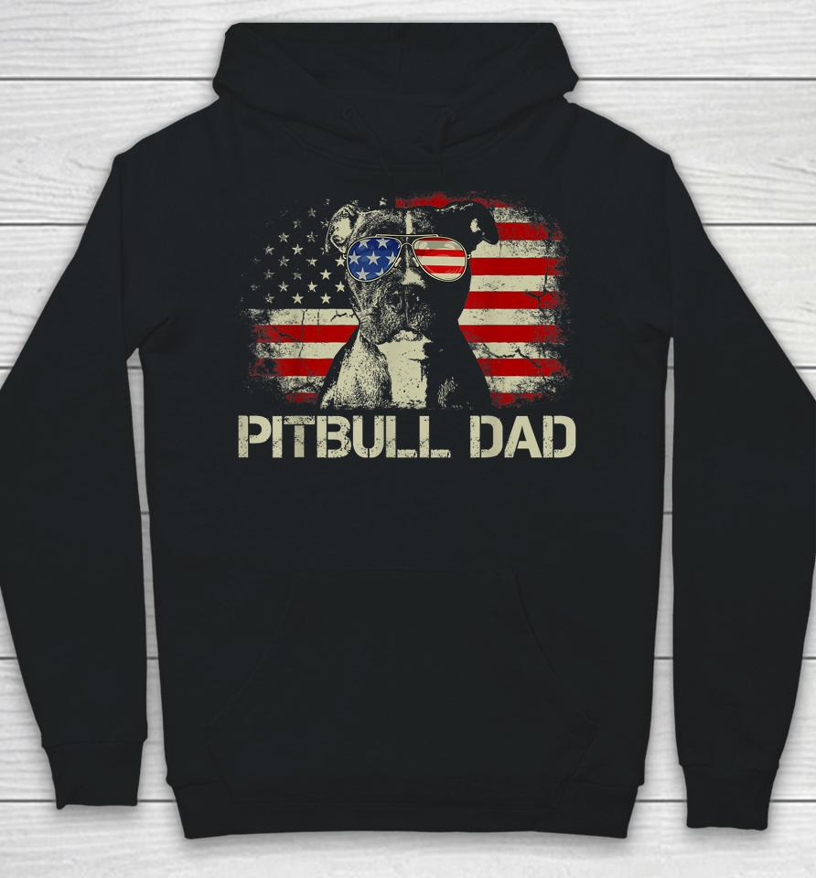 Best Pitbull Dad Ever American Flag 4Th Of July Gift Hoodie