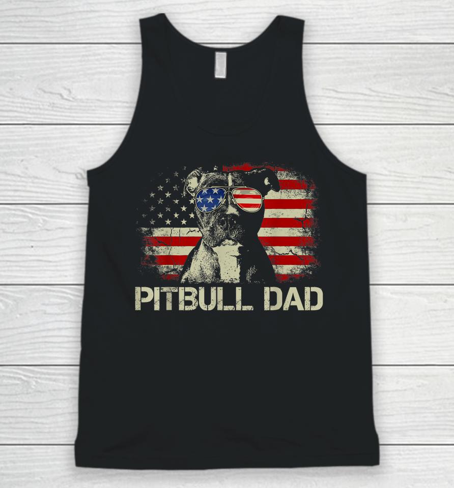 Best Pitbull Dad Ever American Flag 4Th Of July Gift Unisex Tank Top