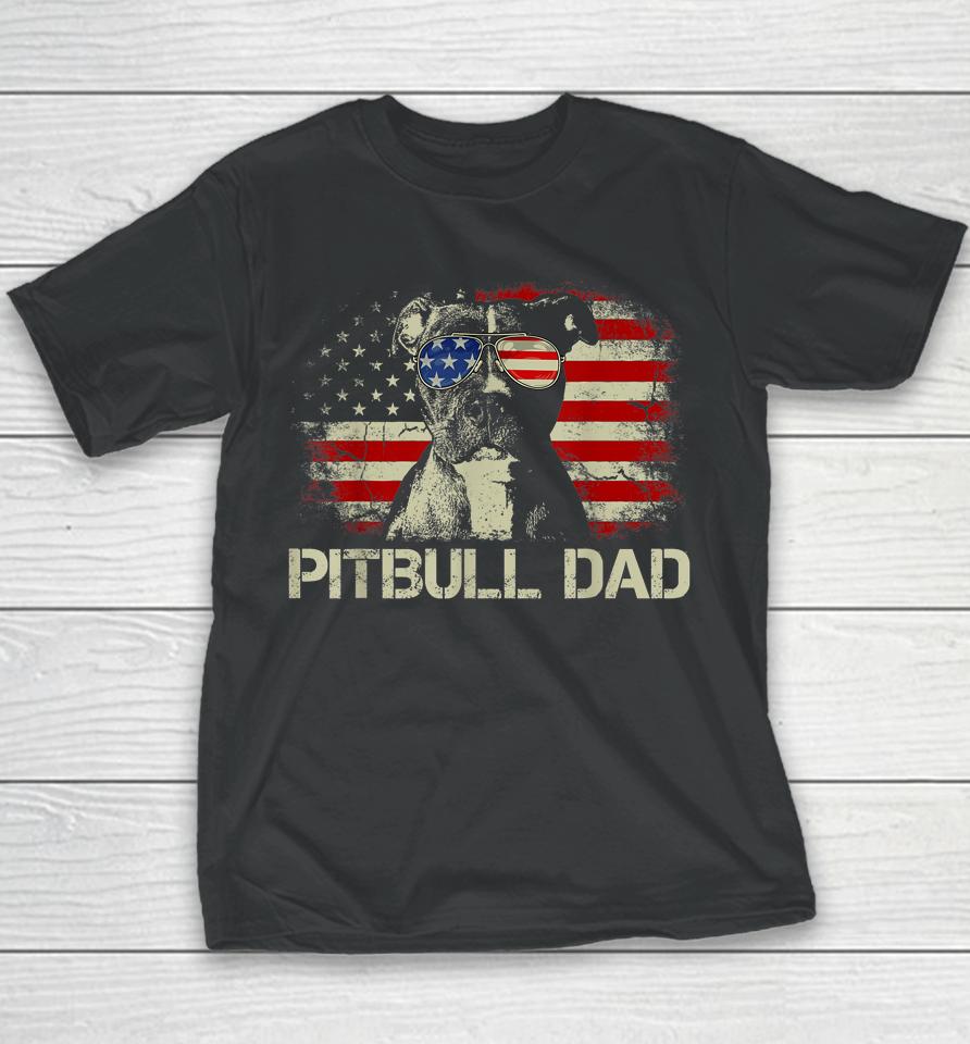 Best Pitbull Dad Ever American Flag 4Th Of July Gift Youth T-Shirt