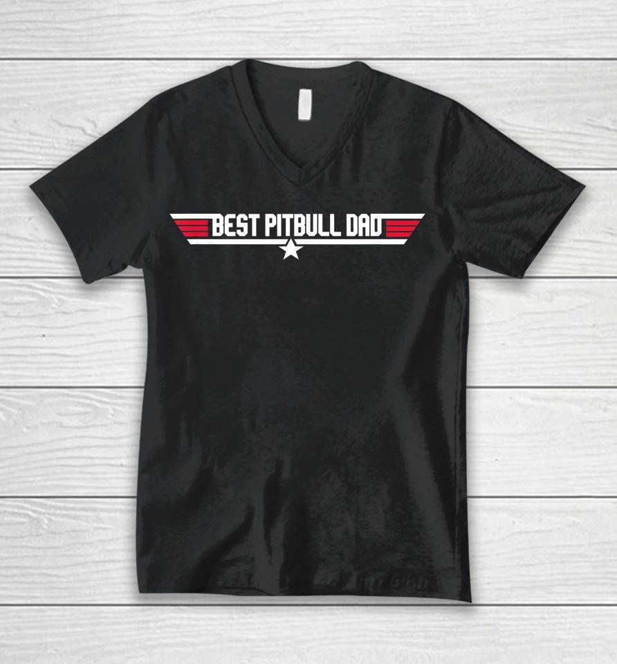 Best Pitbull Dad Funny Dog Father 80S Father's Day Gift Unisex V-Neck T-Shirt