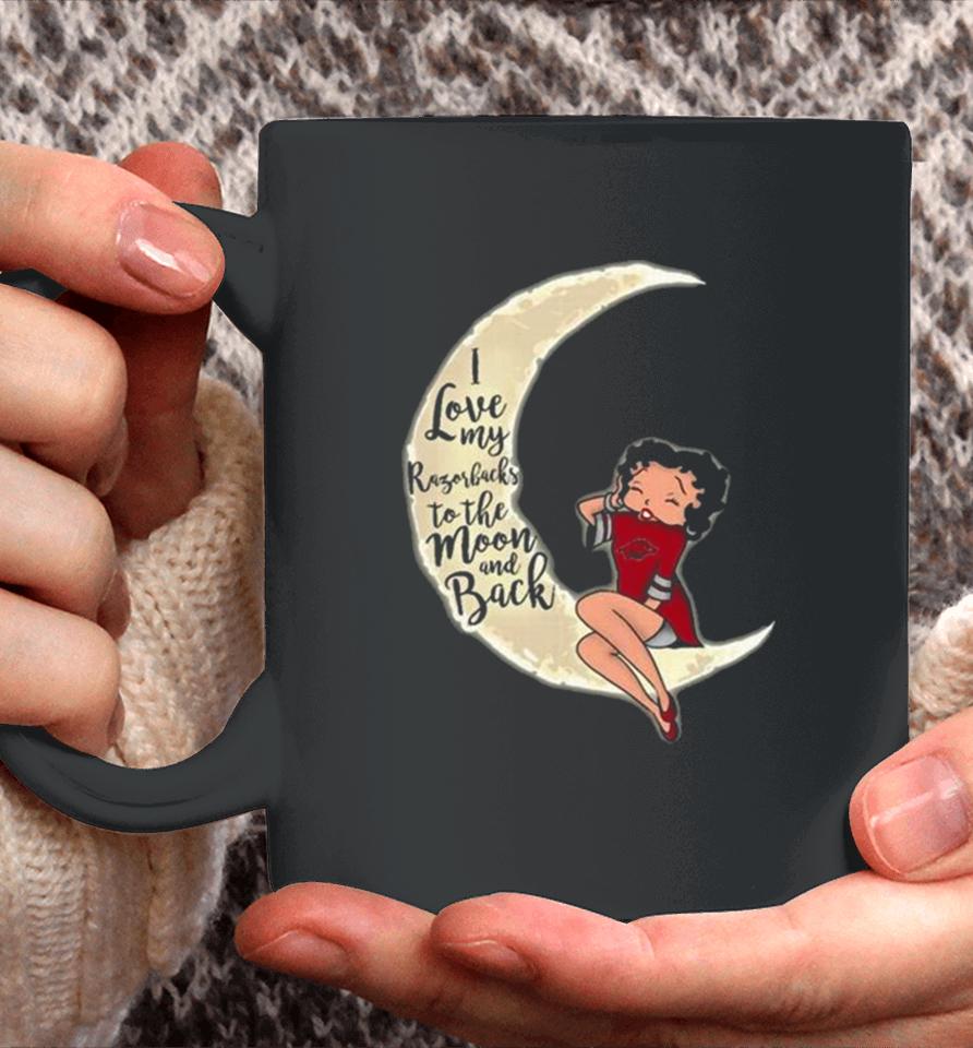 Betty Boop I Love My Arkansas Razorbacks To The Moon And Back Coffee Mug