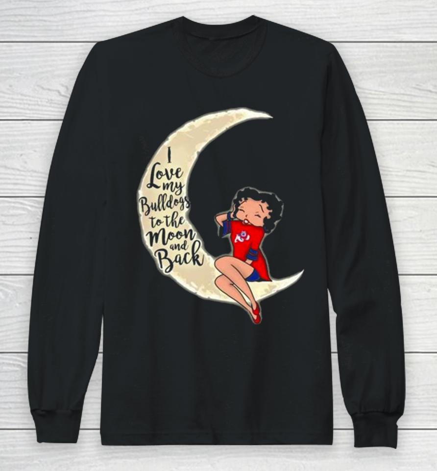 Betty Boop I Love My Fresno State Bulldogs To The Moon And Back Long Sleeve T-Shirt