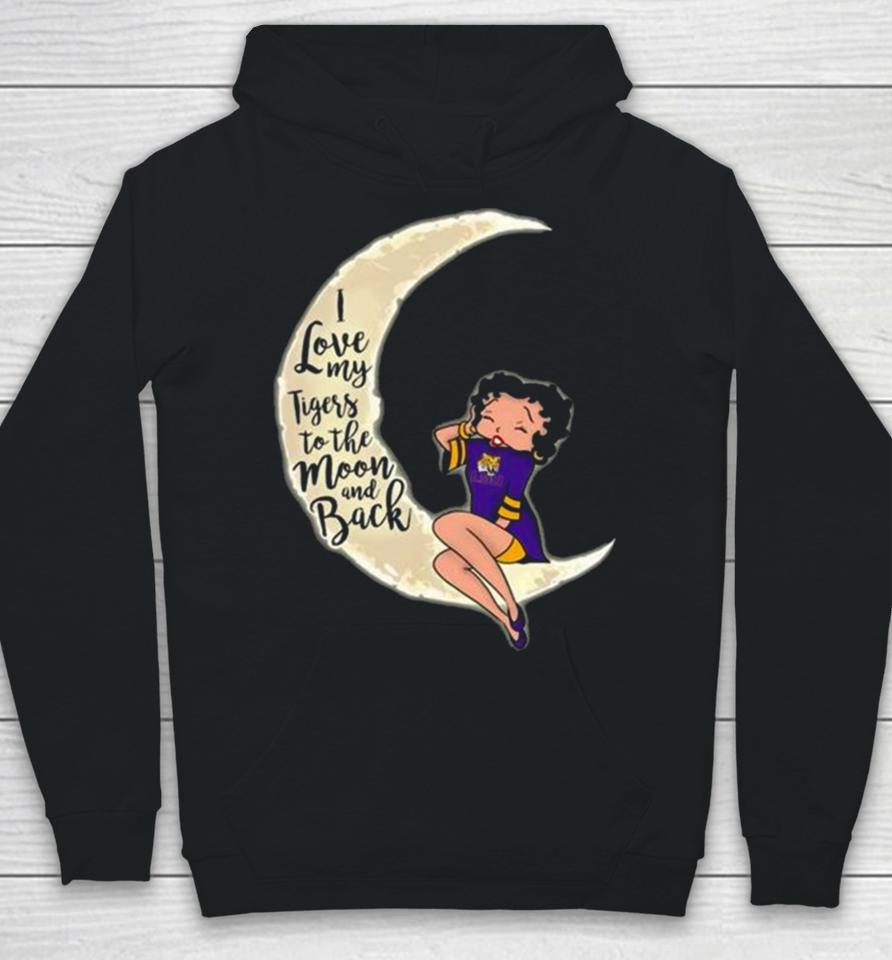 Betty Boop I Love My Lsu Tigers To The Moon And Back Hoodie