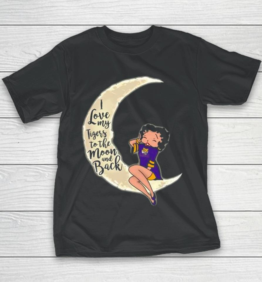 Betty Boop I Love My Lsu Tigers To The Moon And Back Youth T-Shirt