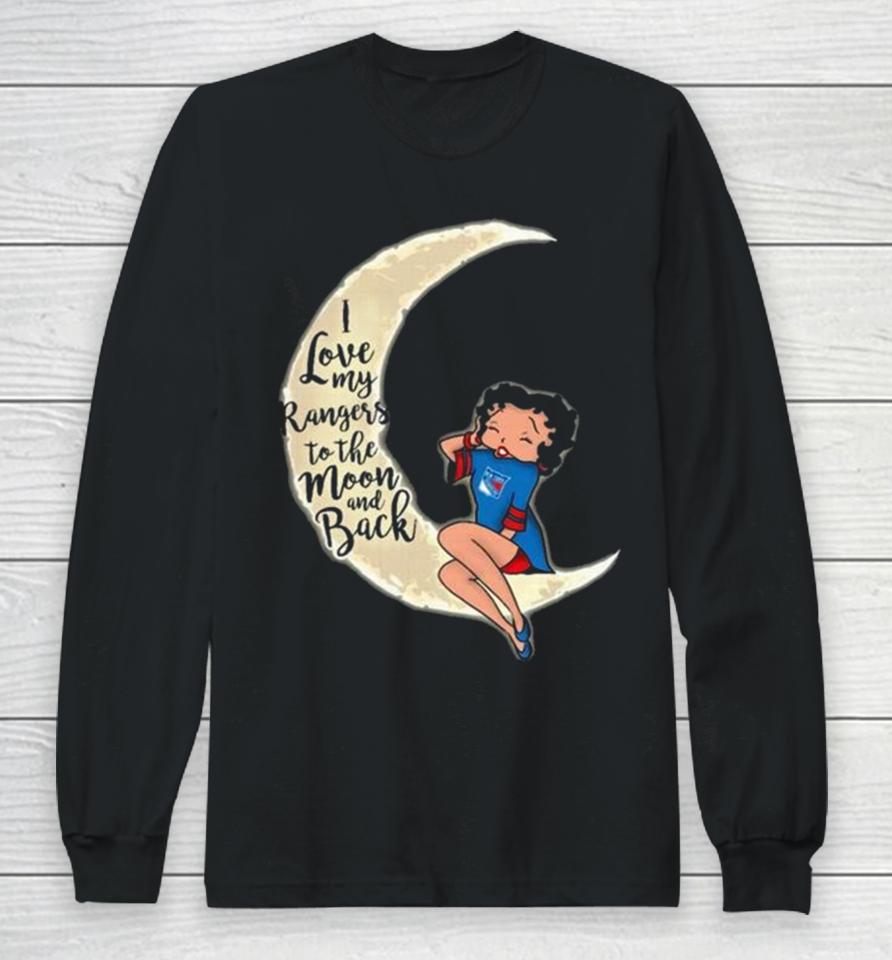 Betty Boop I Love My New York Rangers To The Moon And Back Long Sleeve T-Shirt