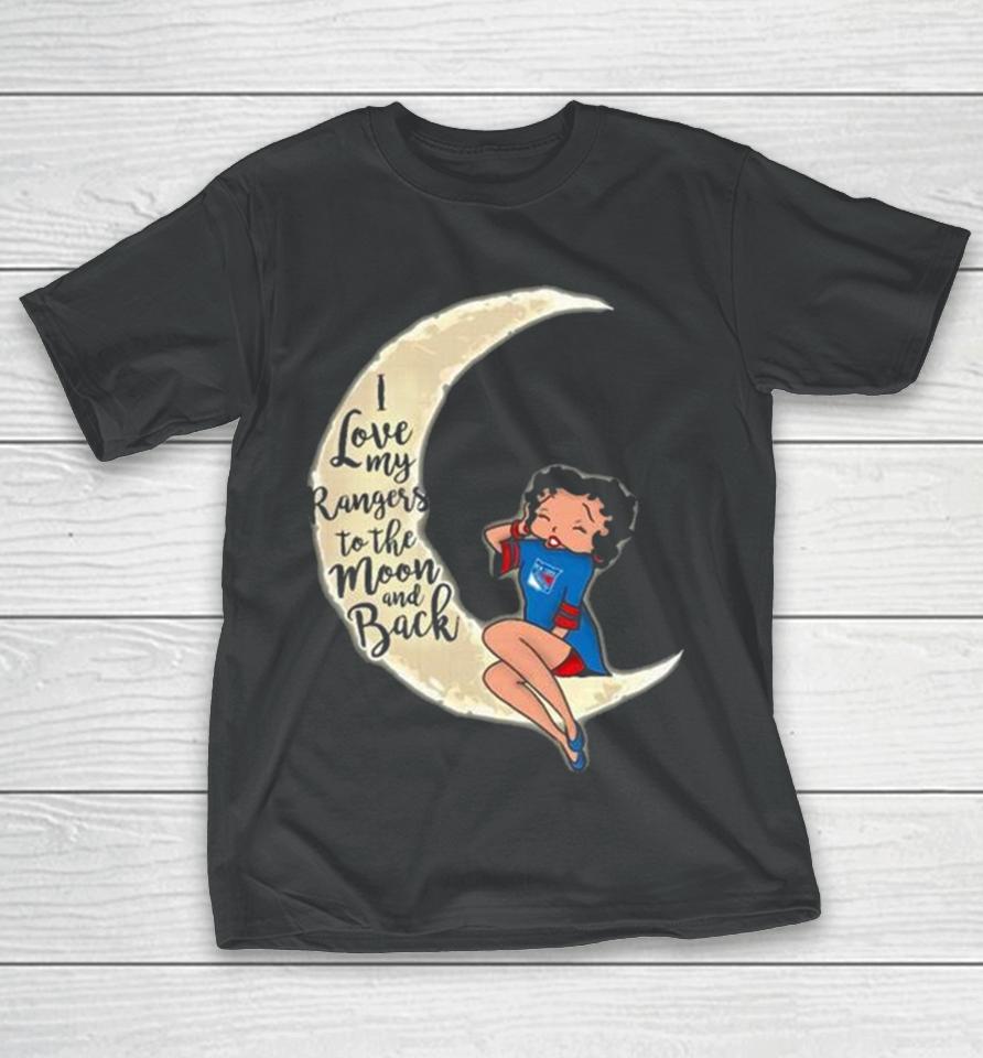 Betty Boop I Love My New York Rangers To The Moon And Back T-Shirt