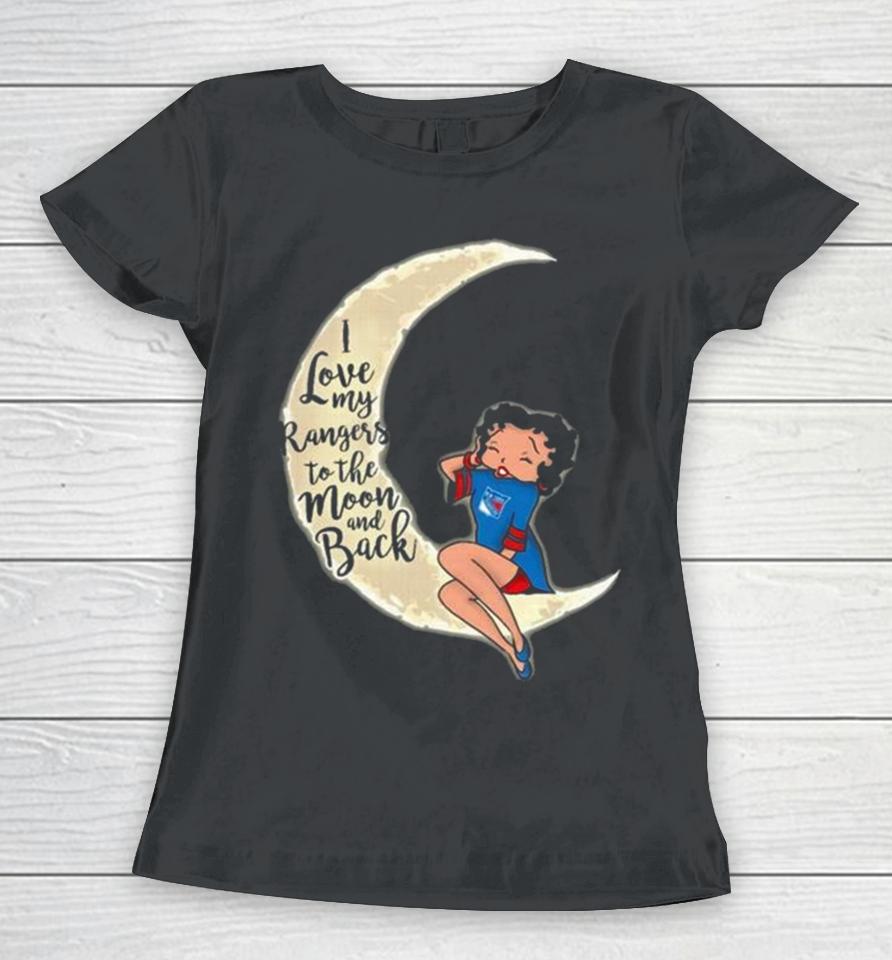 Betty Boop I Love My New York Rangers To The Moon And Back Women T-Shirt