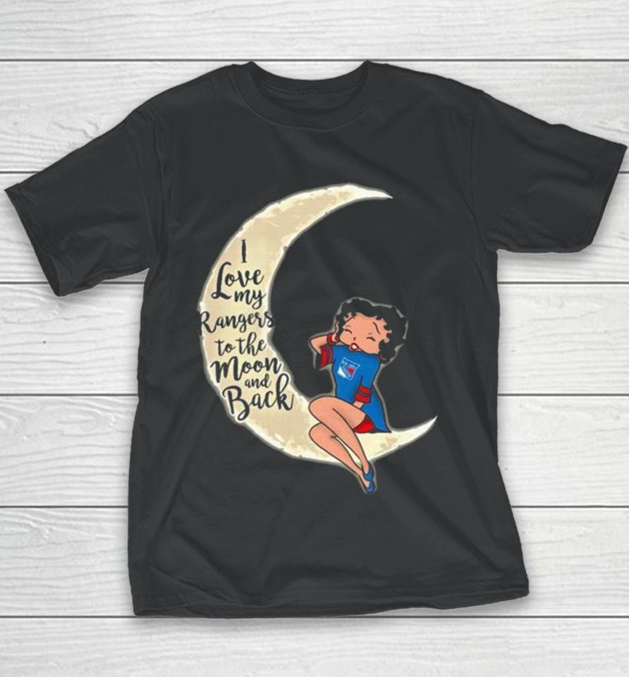 Betty Boop I Love My New York Rangers To The Moon And Back Youth T-Shirt