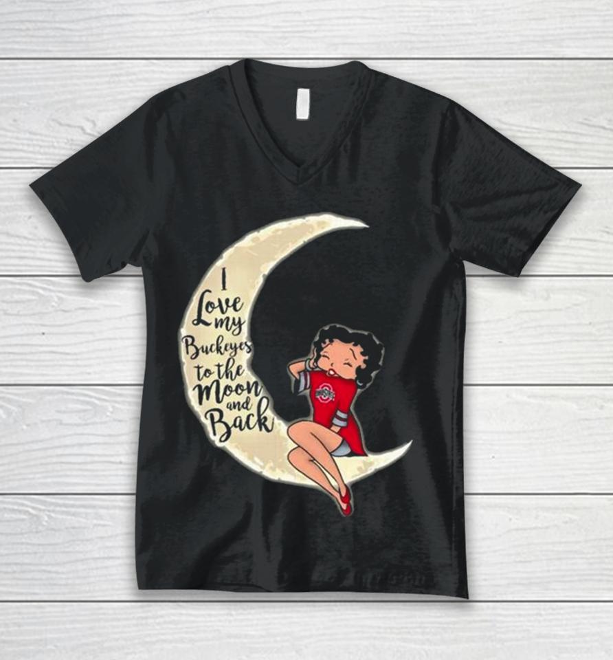 Betty Boop I Love My Ohio State Buckeyes To The Moon And Back Unisex V-Neck T-Shirt