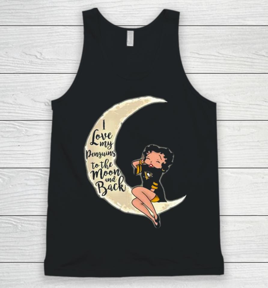 Betty Boop I Love My Pittsburgh Penguins To The Moon And Back Unisex Tank Top