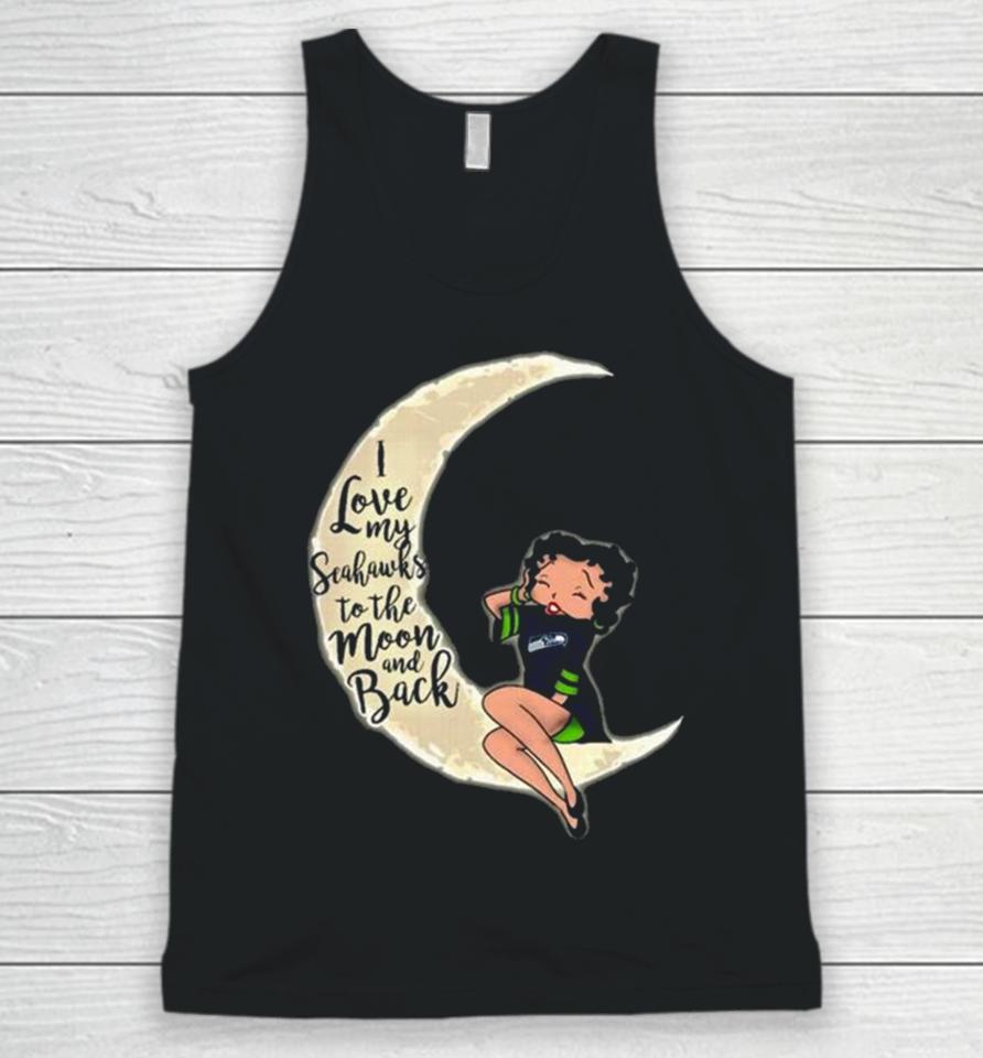 Betty Boop I Love My Seattle Seahawks To The Moon And Back Unisex Tank Top