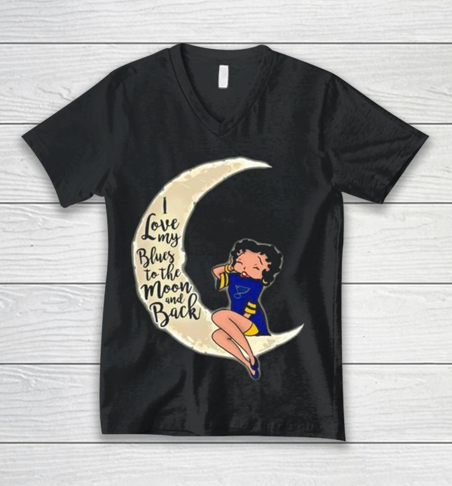 Betty Boop I Love My St. Louis Blues To The Moon And Back Unisex V-Neck T-Shirt