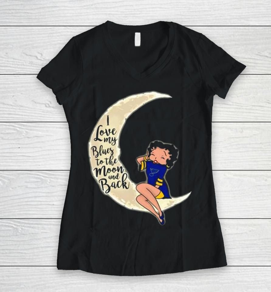 Betty Boop I Love My St. Louis Blues To The Moon And Back Women V-Neck T-Shirt