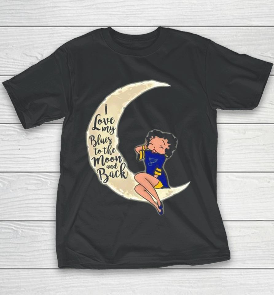 Betty Boop I Love My St. Louis Blues To The Moon And Back Youth T-Shirt