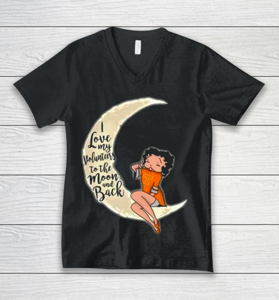 Betty Boop I Love My Tennessee Volunteers To The Moon And Back Unisex V-Neck T-Shirt