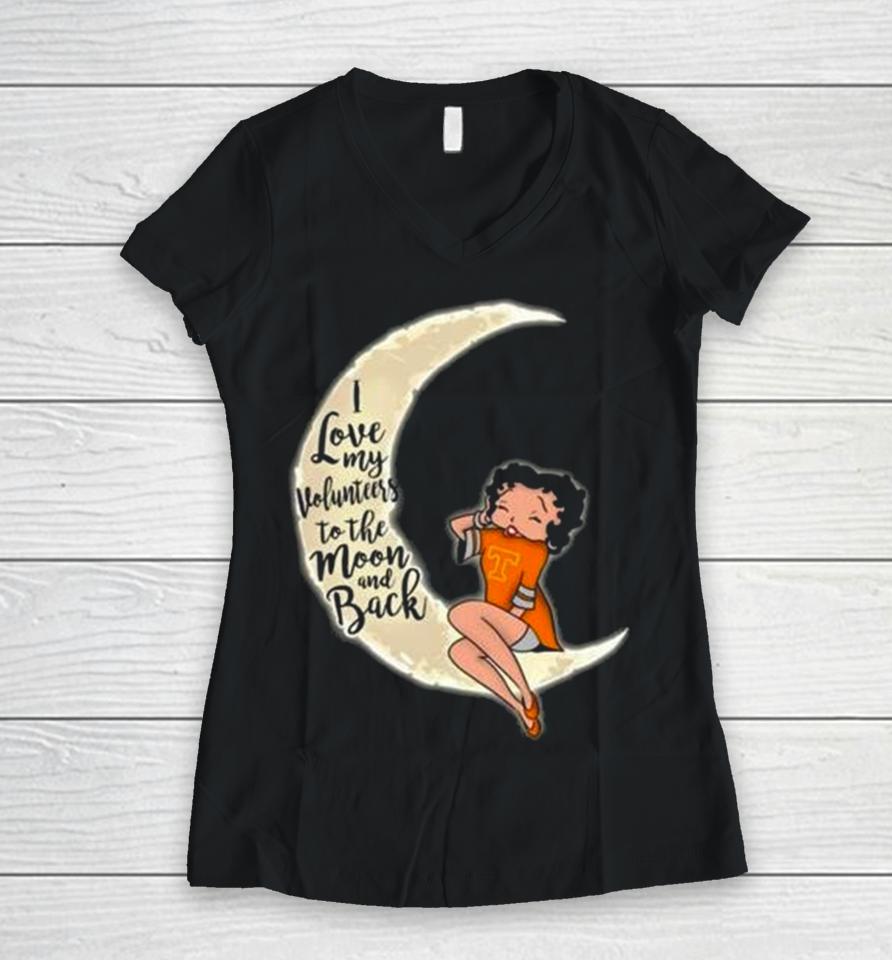 Betty Boop I Love My Tennessee Volunteers To The Moon And Back Women V-Neck T-Shirt