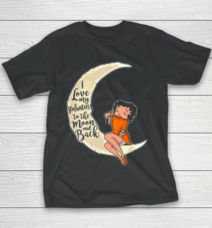Betty Boop I Love My Tennessee Volunteers To The Moon And Back Youth T-Shirt