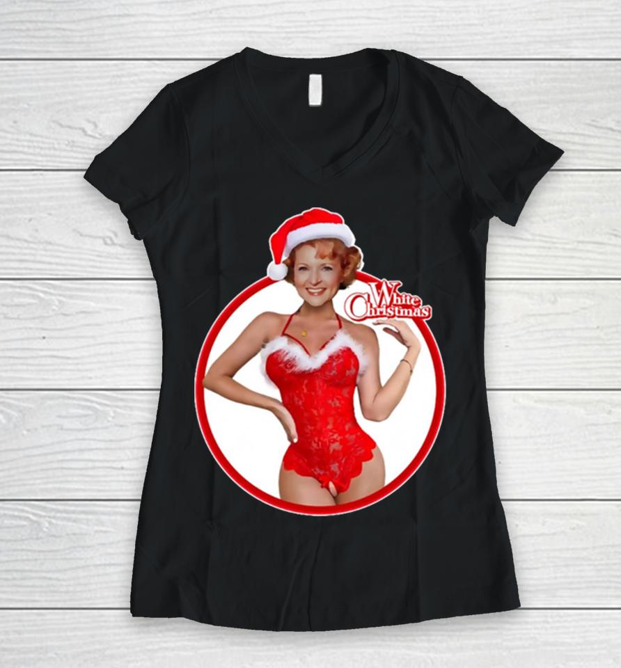 Betty White Christmas Golden Girls Hottie Women V-Neck T-Shirt