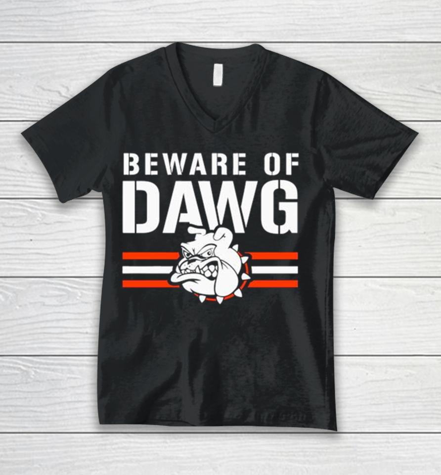 Beware Of Dawg Cleveland Browns Aggressive Mascot Unisex V-Neck T-Shirt